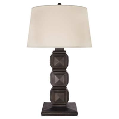 Barlow Table Lamp in Aged Iron with Linen Shade