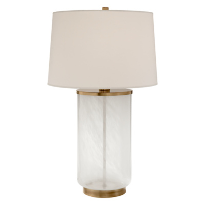 Linden Table Lamp in Natural Brass and White Strie Glass