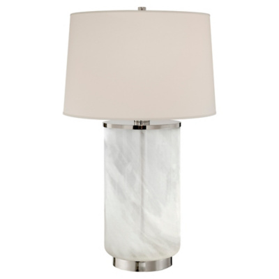 Linden Table Lamp in Polished Nickel and White Strie Glass