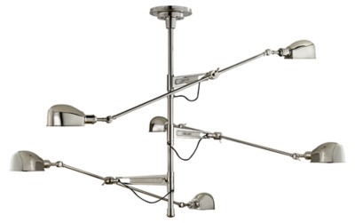 RL '67 Extra Large Triple Arm Chandelier in Polished Nickel