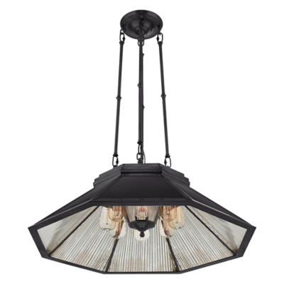 Rivington Medium Pendant in Bronze with Antique Ribbed Mirror