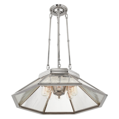 Rivington Medium Pendant in Polished Nickel with Clear Ribbed Mirror