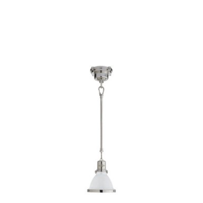 Fulton Mini Pendant in Polished Nickel with White Enamel Shade