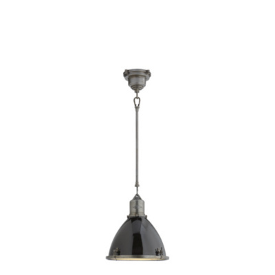 Fulton Small Pendant in Industrial Steel with Black Enamel Shade