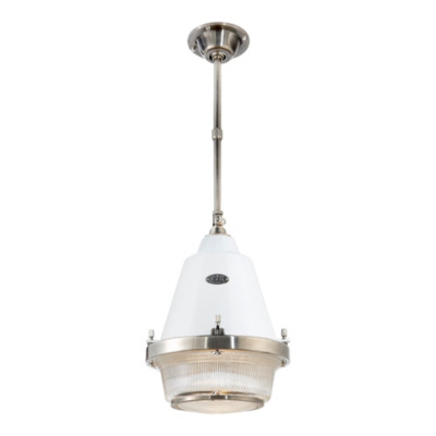Grant Medium Pendant - Antique Nickel & White