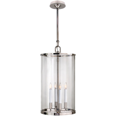 Modern Large Lantern in Polished Nickel
