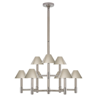 Barrett Medium Knurled Chandelier in Polished Nickel