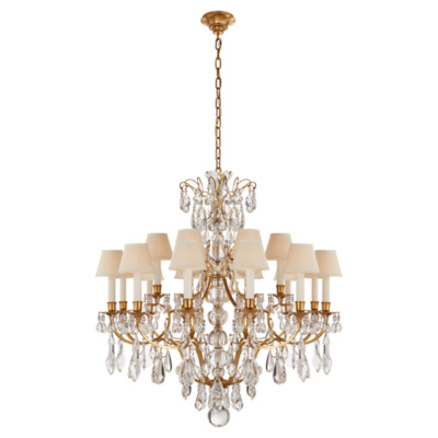 Antoinette Medium Chandelier in Natural Brass and Crystal
