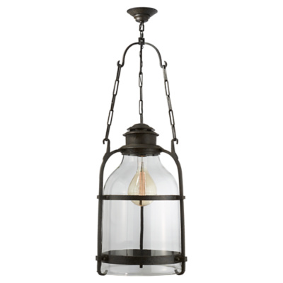 Cheyenne Medium Pendant in Aged Iron with Clear Glass
