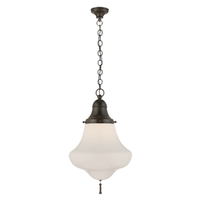 Xavier Large Pendant in Bronze with White Glass