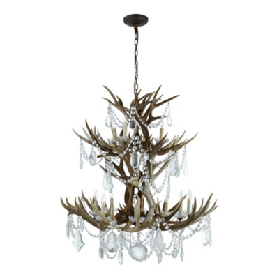 Straton Double Tier Chandelier - Natural w/ Crystal