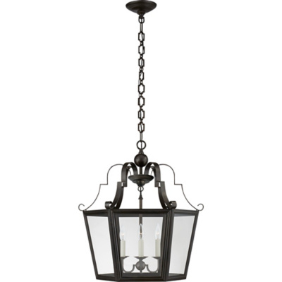Francoise Medium Lantern in Aged Iron with Clear Glass