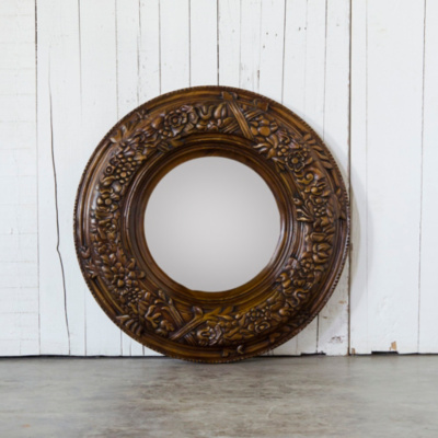 Bull's Eye Mirror - Antique Walnut Finish