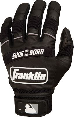 Franklin Yourh Black/Black Shok-Sorb Batting Gloves