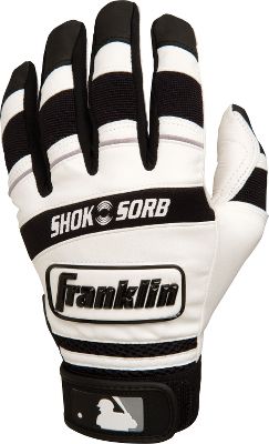 Franklin Yourh White/Black Shok-Sorb Batting Gloves