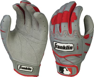 Franklin Adult Gry/Red Tectonic Pro Batting Gloves