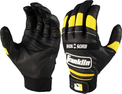 Franklin Adult Black/Yellow Shok-Sorb Batting Gloves