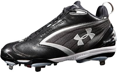 Baseball - Under Armour Men's Bomber Black Mid Metal Baseball Cleat -