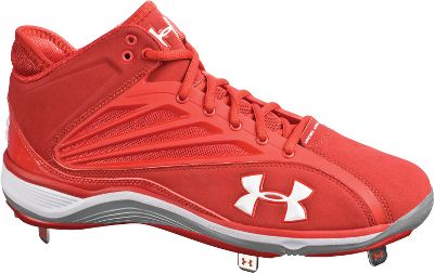 Under Armour Men's Heater Red Mid Metal Baseball Cleat