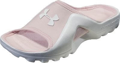 Under Armour Womens Wht/Pink Compression Slides