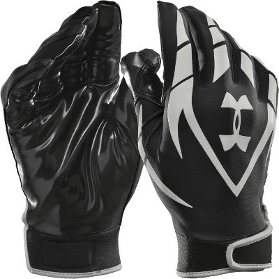 Under Armour Adult Blk/Wht HeatGear Receiver Gloves
