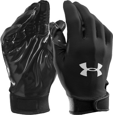 Under Armour Adult Blk/Blk HeatGear Receiver Gloves