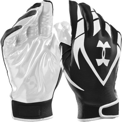 Under Armour Youth Blk/Sil HeatGear Receiver Gloves