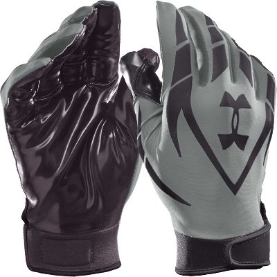 Under Armour Yth Gry/Carb HeatGear Receiver Gloves
