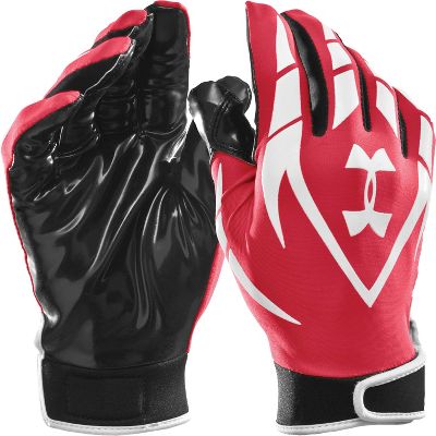 Under Armour Youth Red/Wht HeatGear Receiver Gloves