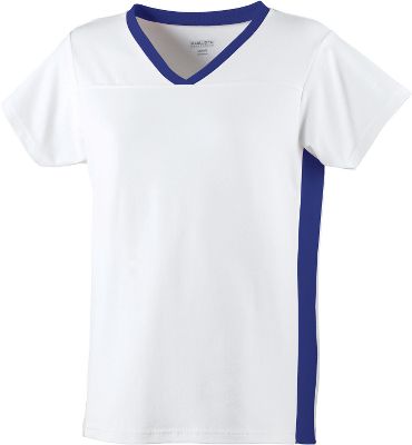 Augusta Ladies White/Navy Football T-Shirt