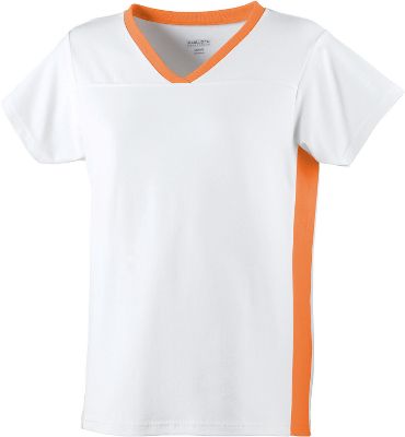 Augusta Ladies White/Orange Football T-Shirt