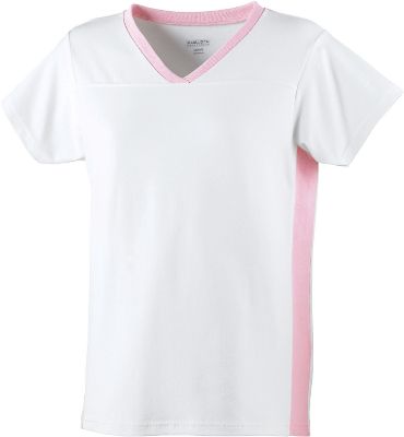 Augusta Girls White/Light Pink Football T-Shirt