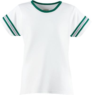 Augusta Ladies White/Dk Green Cheer Spirit T-Shirt
