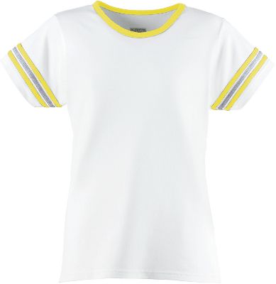 Augusta Girls White/Gold Cheer Spirit T-Shirt