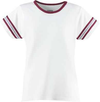 Augusta Girls White/Maroon Cheer Spirit T-Shirt