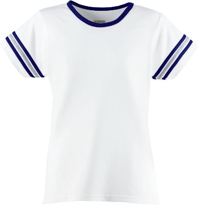 Augusta Girls White/Navy Cheer Spirit T-Shirt