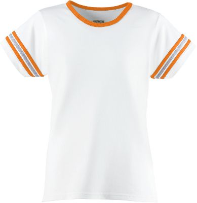 Augusta Girls White/Orange Cheer Spirit T-Shirt