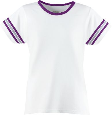 Augusta Girls White/Purple Cheer Spirit T-Shirt