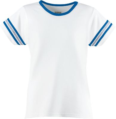 Augusta Girls White/Royal Cheer Spirit T-Shirt