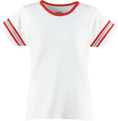 Augusta Girls White/Red Cheer Spirit T-Shirt