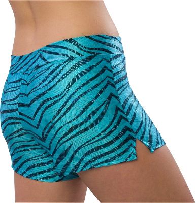 Pizzazz Youth Turquoise Zebra Glitter Shorts