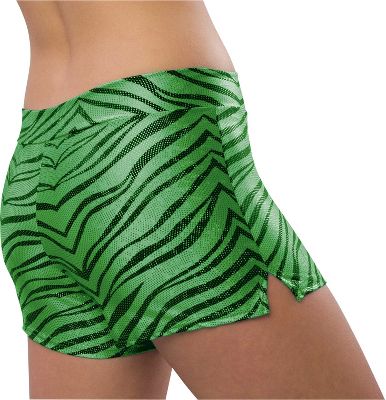 Pizzazz Womens Lime Zebra Glitter Shorts