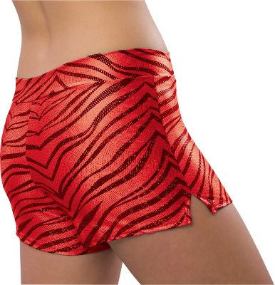 Pizzazz Womens Red Zebra Glitter Shorts