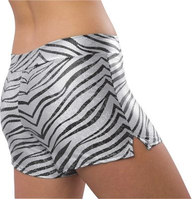 Pizzazz Womens White Zebra Glitter Shorts