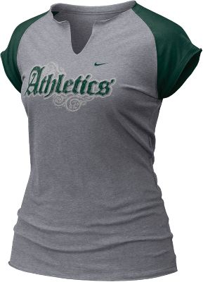 Nike Women's MLB A's Raglan Tissue T-shirt