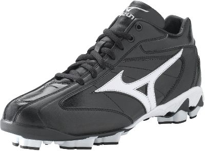 Baseball - Mizuno Men's Franchise Mid Baseball Cleats Black/White - Molded Baseball Cleats