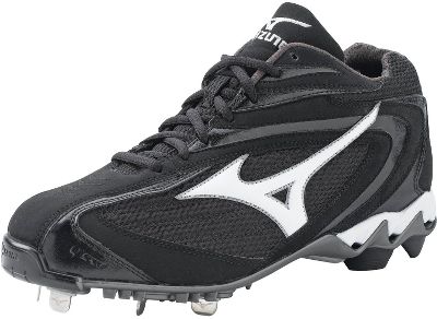 Mizuno Men's Lite Vapor Mid Black Metal Baseball Cleats