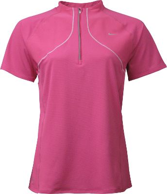 Nike Women's Pink Sphere Half-Zip Short Sleeve Shirt