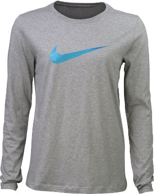 Nike Women's Grey Longsleeve Swoosh Crew Shirt