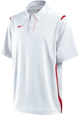 Nike Adult White/Scarlet Dri-FIT Stretch Woven Polo
